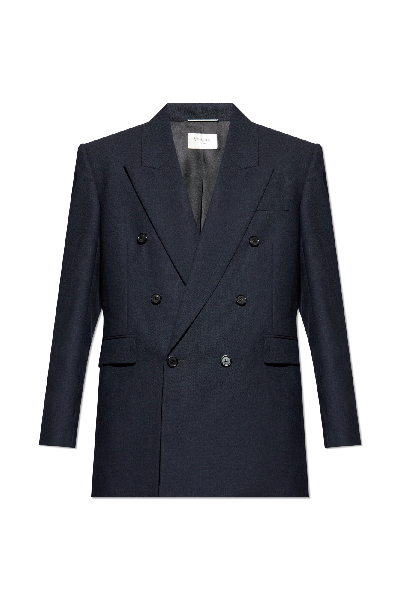 【関税&送料込】Saint Laurent Dark Blue Wool Blazer Yves Saint Laurent YSL Wool Blazer Blue Mens 44 R Designer